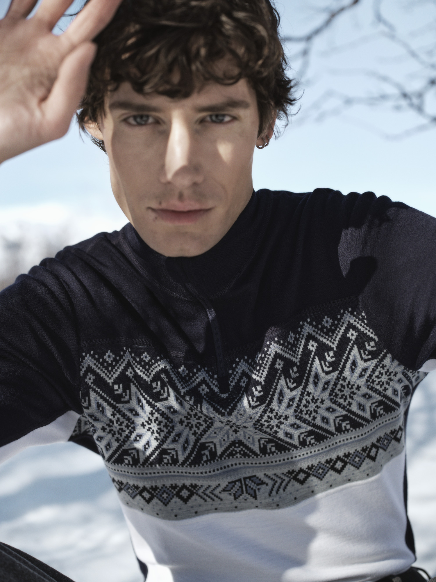 Vail Men's Half Zip Baselayer Offwhite Navy