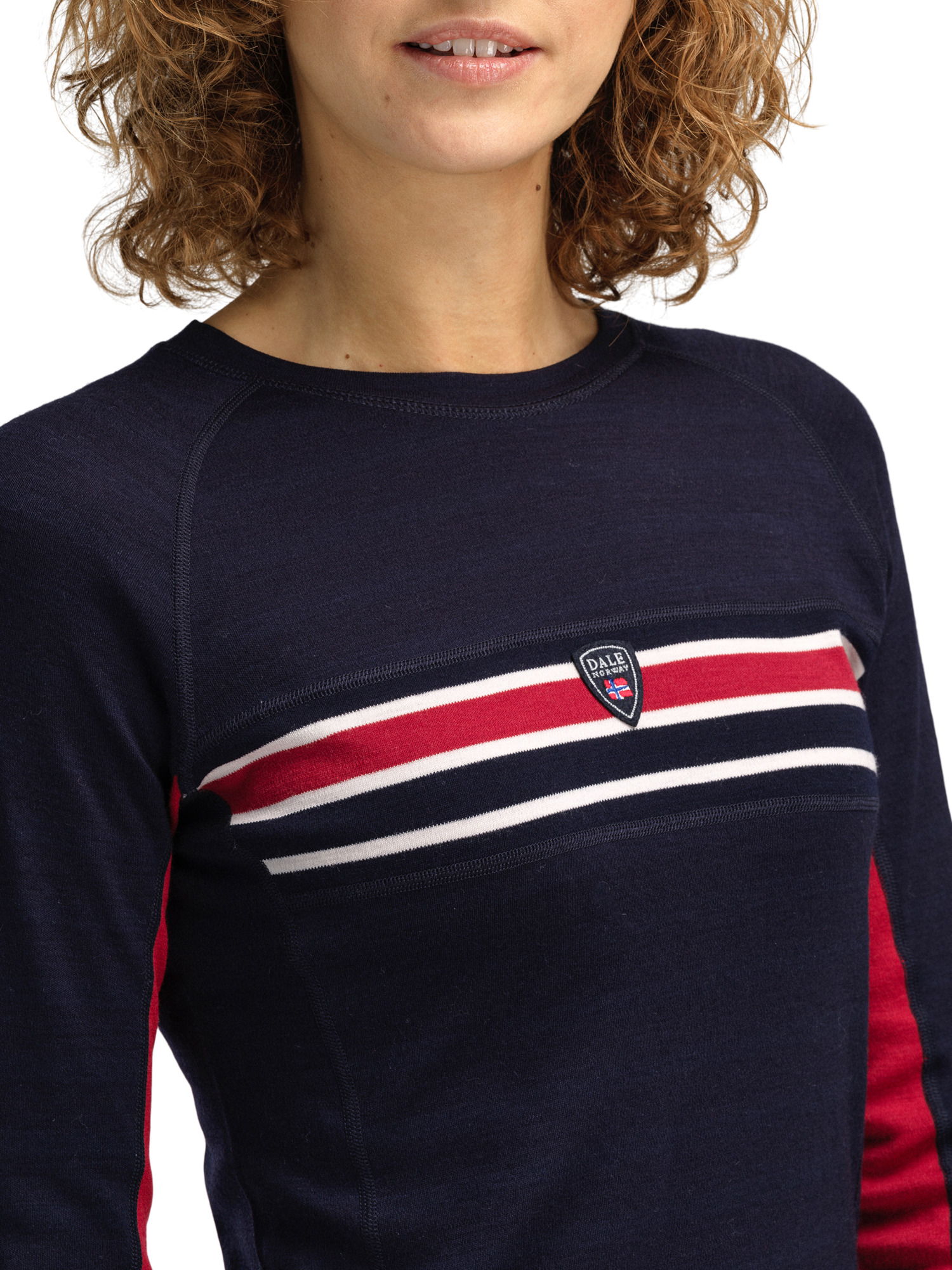 Aksla Women's Crew neck Baselayer Navy Red OffWhite