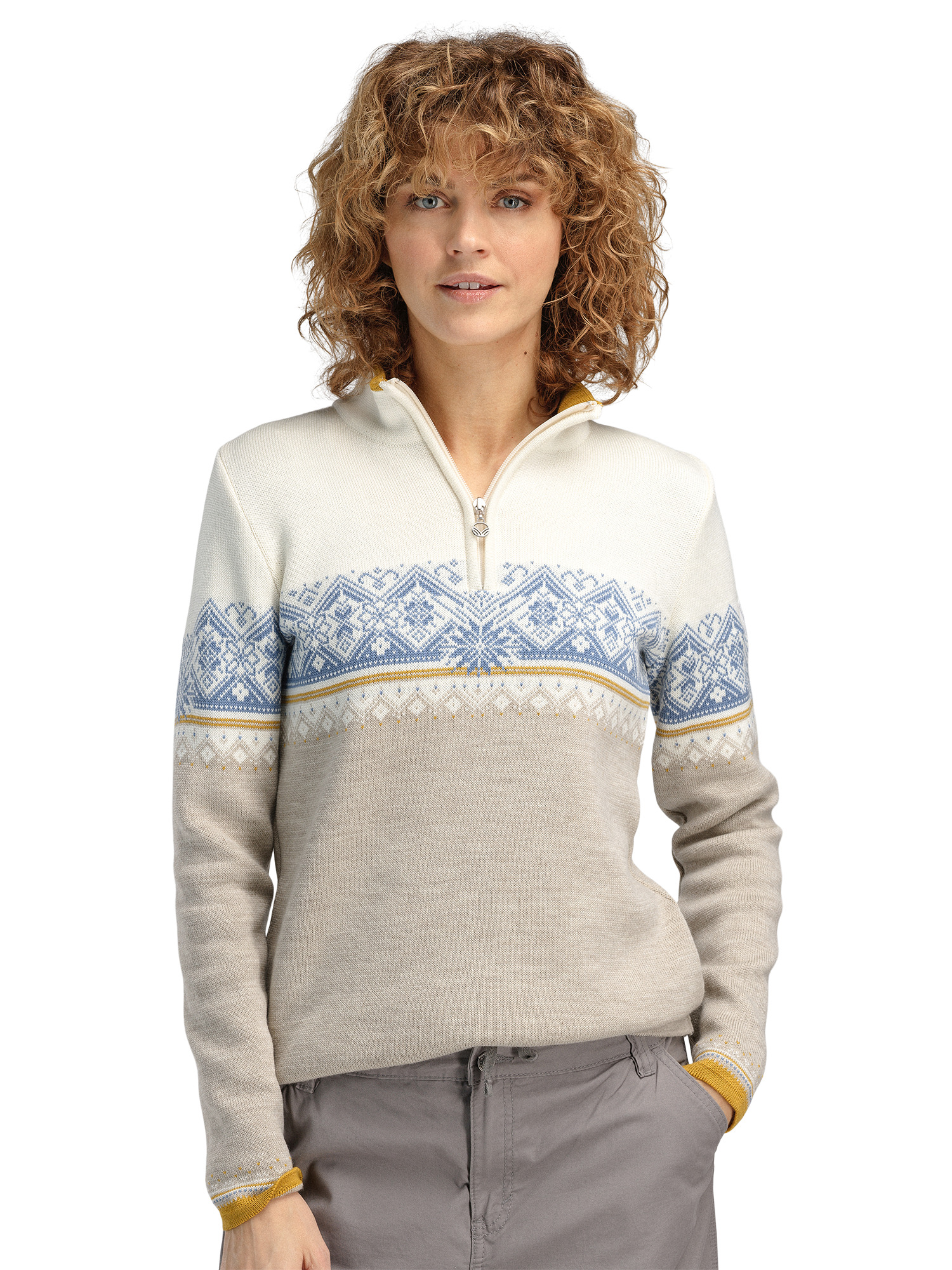 Moritz Women’s Sweater - Merino Wool Sand Offwhite Blueshadow