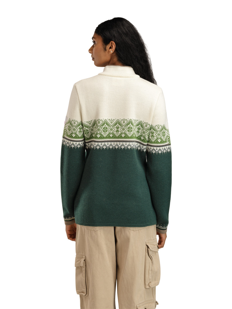 Moritz Women’s Sweater - Merino Wool Pinegreen Offwhite Springgreen