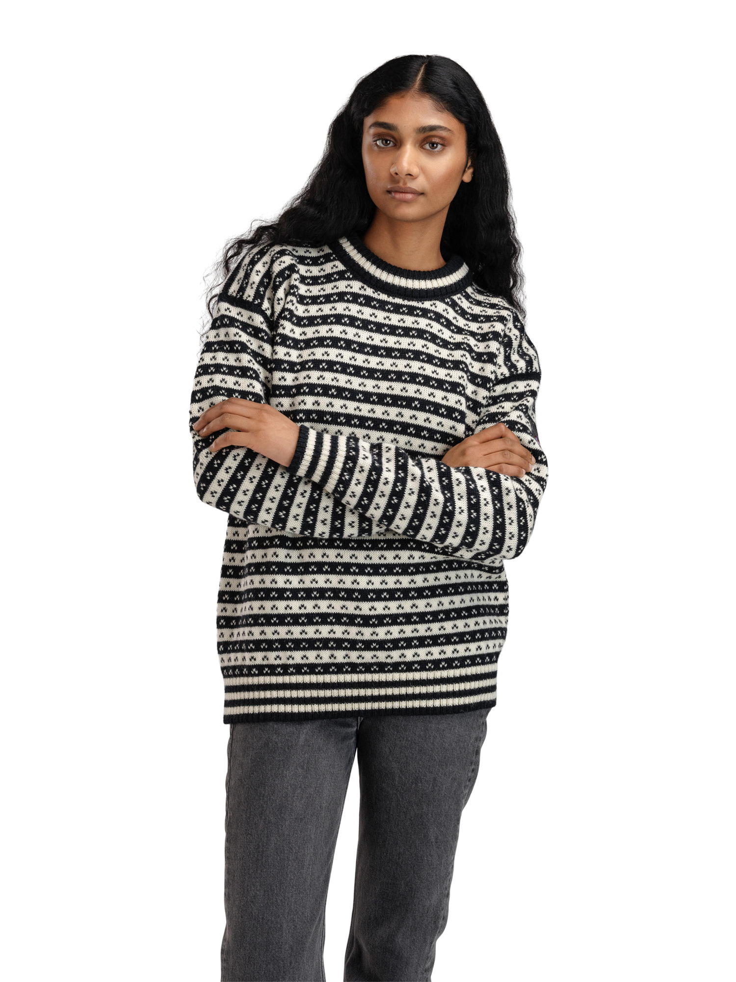 Skipsleia Unisex Sweater - Norwegian Wool Black Offwhite