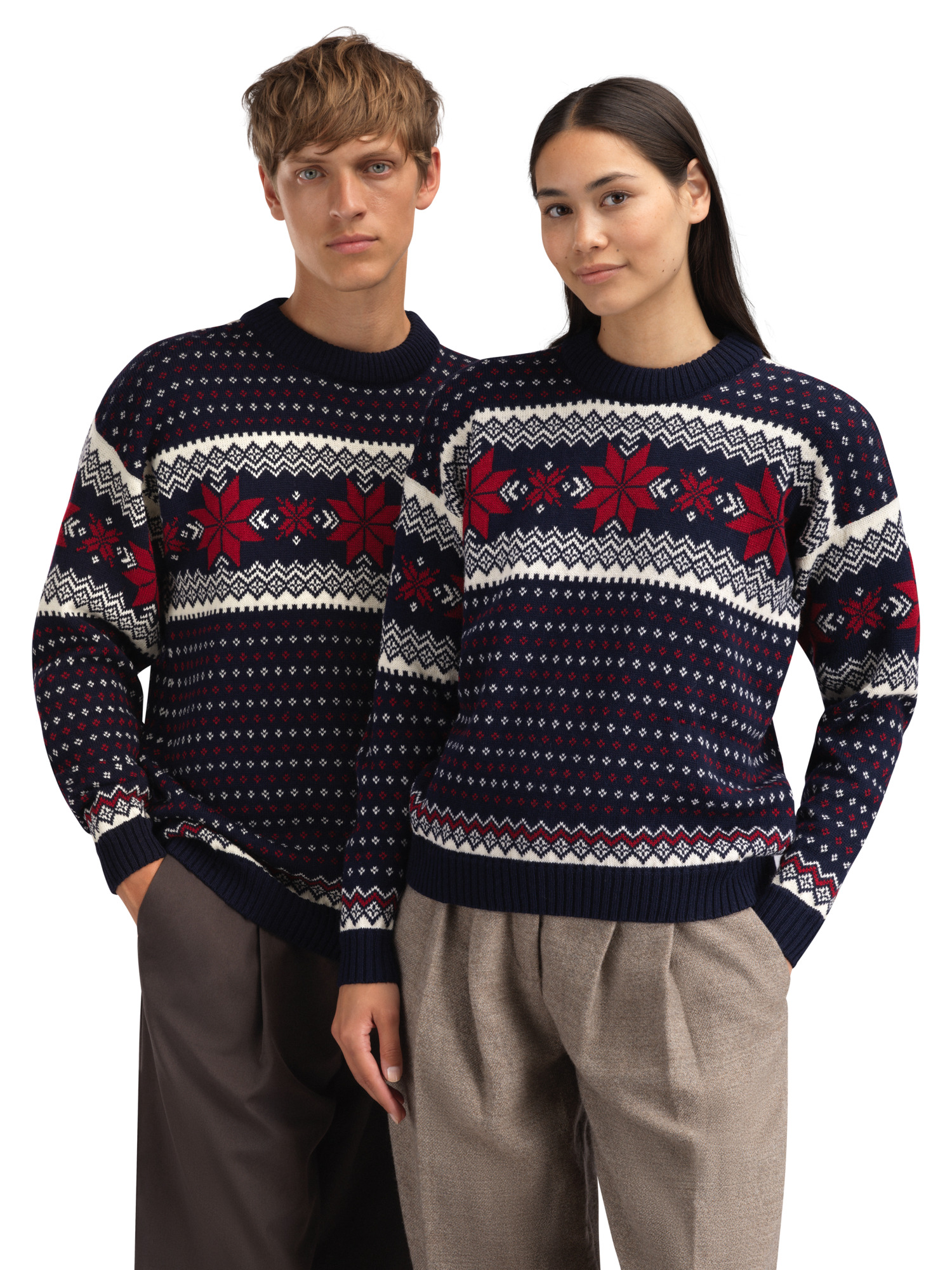 Egersund Women's Sweater Marine Offwhite Red